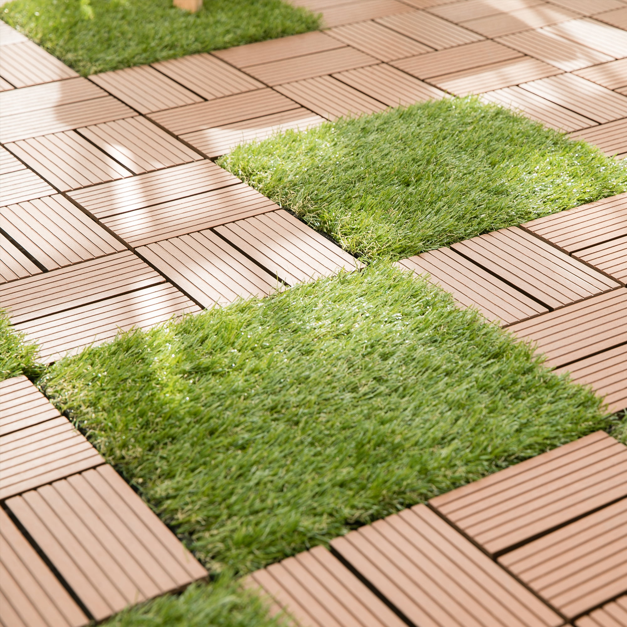 Samincom Grass Tile Series Interlocking Grass Deck Tiles Artificial Turf Tiles 