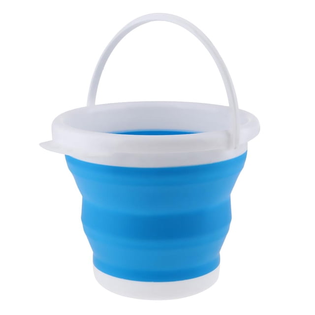 Cubo de Silicona de Cubo de de Silicón con Manija para Cerveza de Viaje de Partido Redondo azul Soledad Cubo plegable plegable