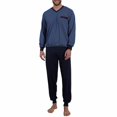 thumbnail image 2 of GÖTZBURG Pijama Larga para Hombre - Pijama de Cuello en V, Algodón puro Azul XL (54), 2 of 2