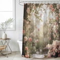 thumbnail image 6 of Pink Rose Spring Floral Shower Curtain Set - 48" x 72" Washable Bathtub Curtain with 12 Hooks, Summer Roses Flowers Farmhouse Waterproof Fabric Stall Shower Curtains for Bathroom/Bathtub Décor, 6 of 6