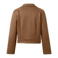 thumbnail image 5 of Fiaer Leather Cropped Jackets for Women Zipper up Plus Size Lapel Collared Long Sleeve Trendy Moto Tops Coffee XXL, 5 of 6