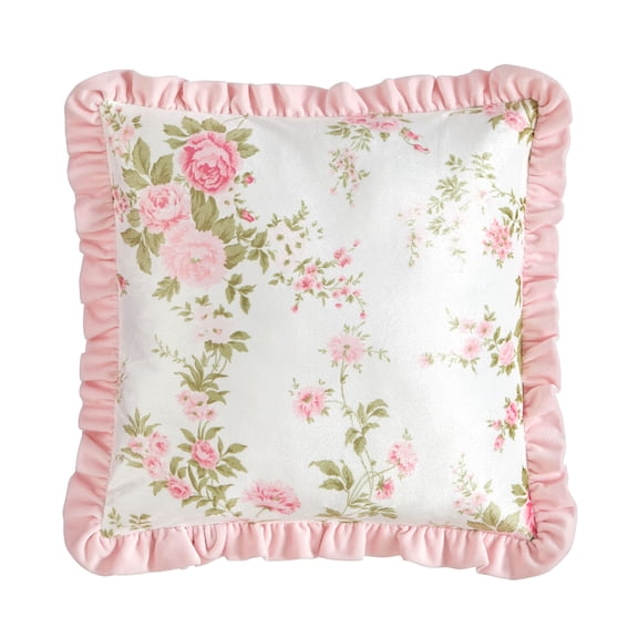 Urban Shop 16"x16" Floral Ruffle Decorative Throw Pillow, White, Home Decor