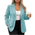 thumbnail image 2 of FDGIU Women's Vertical Pinstripe Single Button Blazer Jacket, Notched Lapel Long Sleeve Loose Fit Suit Coat with Flap Pockets for Office Business Casual Spring Fall Daily Layering, 2 of 7