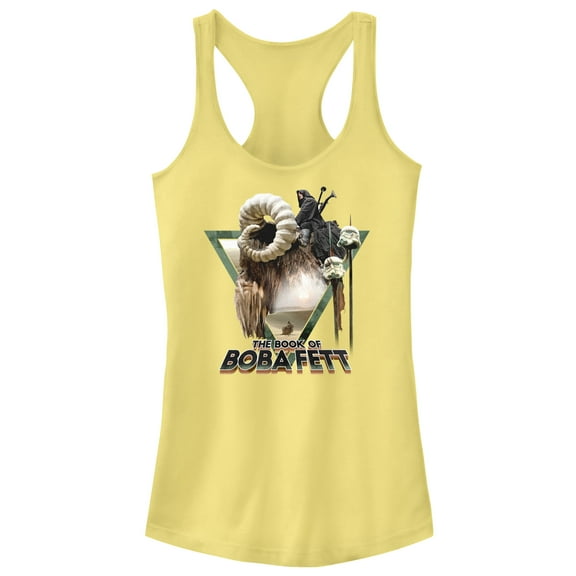 Junior's Star Wars: The Book of Boba Fett Bantha Ride Boba Racerback Tank Top Banana X Large