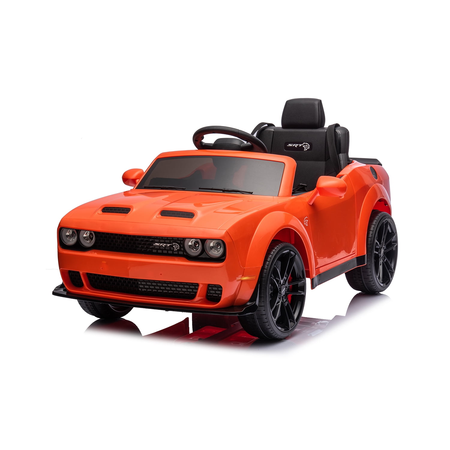 CIPACHO 12V Electric Cars for Kids, Licensed DODGE Challenger Ride On Car, Remote Control Truck Car for Boys Girls, Battery Powered Kids' Vehicles with LED Lights, Orange