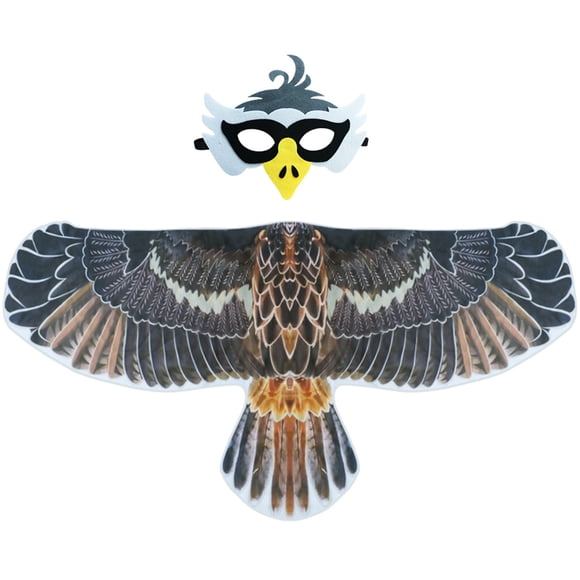 D.Q.Z Disfraces y máscara de alas de pájaro águila para niños, disfraces de loros, regalos de fiesta para niños y niñas (gris)