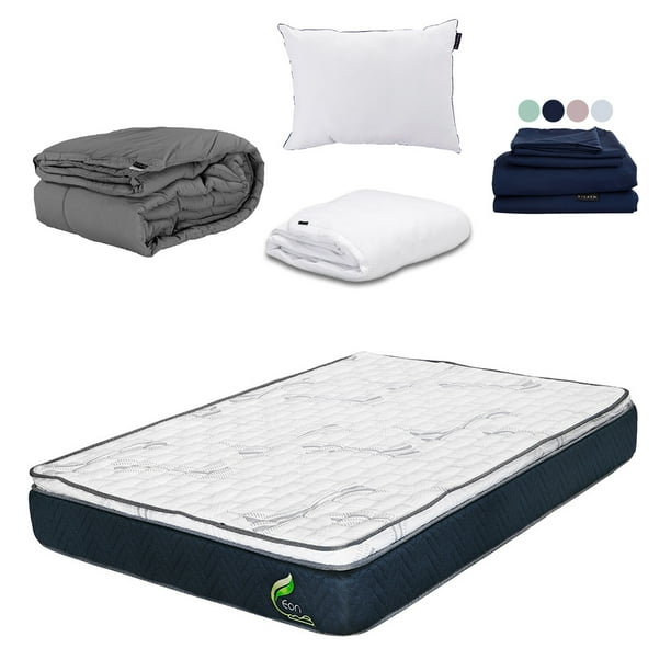 Colchón Queen Size Dicasa Eon + Almohada One + Protector Cloud + Sábanas Softy + Edredon Homy