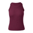thumbnail image 4 of Wang6 Ribbed Tank Top for Women Causal Sleeveless Crew Neck T Shirts Summer Solid Slim Fit Going out Tops Tees Shirts 0511liWine XL, 4 of 4