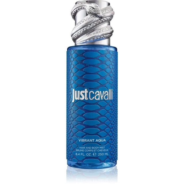 Spray para el cabello y el cuerpo Just Cavalli - Vibrant Aqua de Roberto Cavalli para mujer - Spray para el cuerpo de 8.4 oz