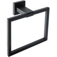 thumbnail image 1 of Toallero de pared con aro, diseño cuadrado moderno, acero inoxidable SUS304 negro mate, EGK8009-B, 1 of 5