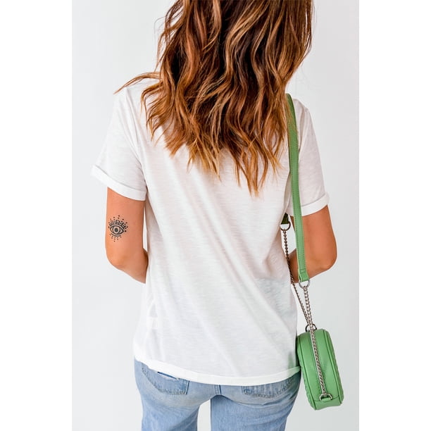 ABPHQTO Camiseta blanca de manga corta con estampado de leopardo y bandera de EE. UU. para mujer