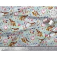 thumbnail image 2 of Soimoi Cotton Cambric Fabric Leaves,Floral & Sparrow Bird Printed Craft Fabric by The Yard 42 Inch Wide, 2 of 3