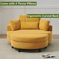 thumbnail image 3 of Aukfa 51" Oversized Accent Chair with Half-moon Storage Ottoman, Round Lounge Chair for Living Room, Yellow, 3 of 9