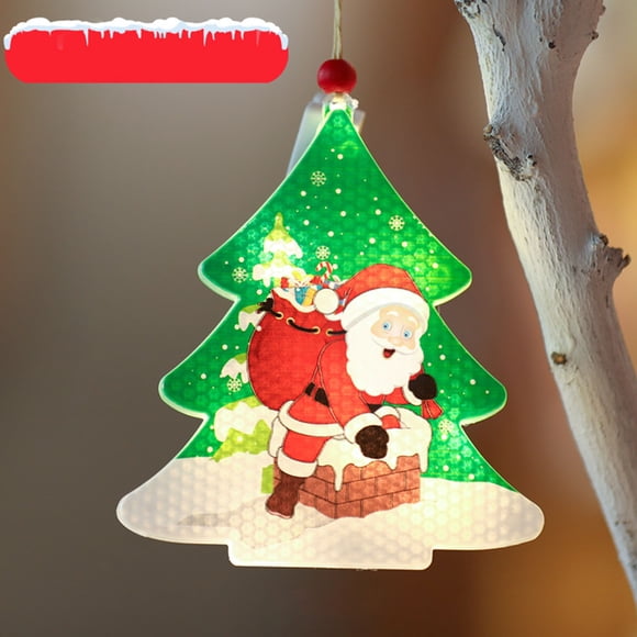Christmas Window Curtain Lights with Snowflake Santa Reindeer Designs, LED Garland for Indoor Holiday Decor Battery Operated Festive Atmosphere Lighting