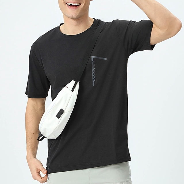 Camisetas de manga corta y cuello redondo para hombre, camisetas deportivas transpirables, holgadas y con estampado para entrenamiento al aire libre, camisetas de poliéster de manga corta y cuello red