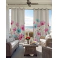 thumbnail image 6 of Blue Pink Flowers Blackout Curtains for Bedroom Living Room Darkening Curtains 54 Inch Long Spring Garden Floral Rustic Burlap Short Curtain for Small Window Treatment Grommet Drapes 42"x54"x2, 6 of 9