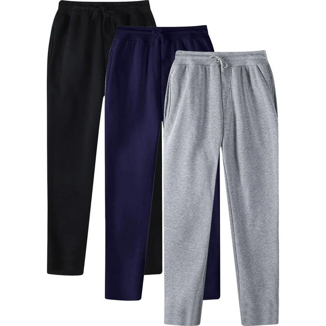 AherBiu 3PCS Sweatpants for Men Fleece Lightweight Drawstring Elastic Waisted Pants with Pockets Athletic Gym Running Trousers