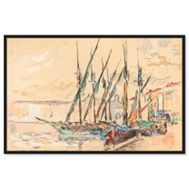 St Tropez 1906 Canvas Coastal Classic Art by Art Remedy, Black Frame, 30" x 20"