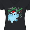 thumbnail image 4 of Inktastic I Want a Hippopotamus for Christmas Hippo in Santa Hat Women's V-Neck T-Shirt, 4 of 5