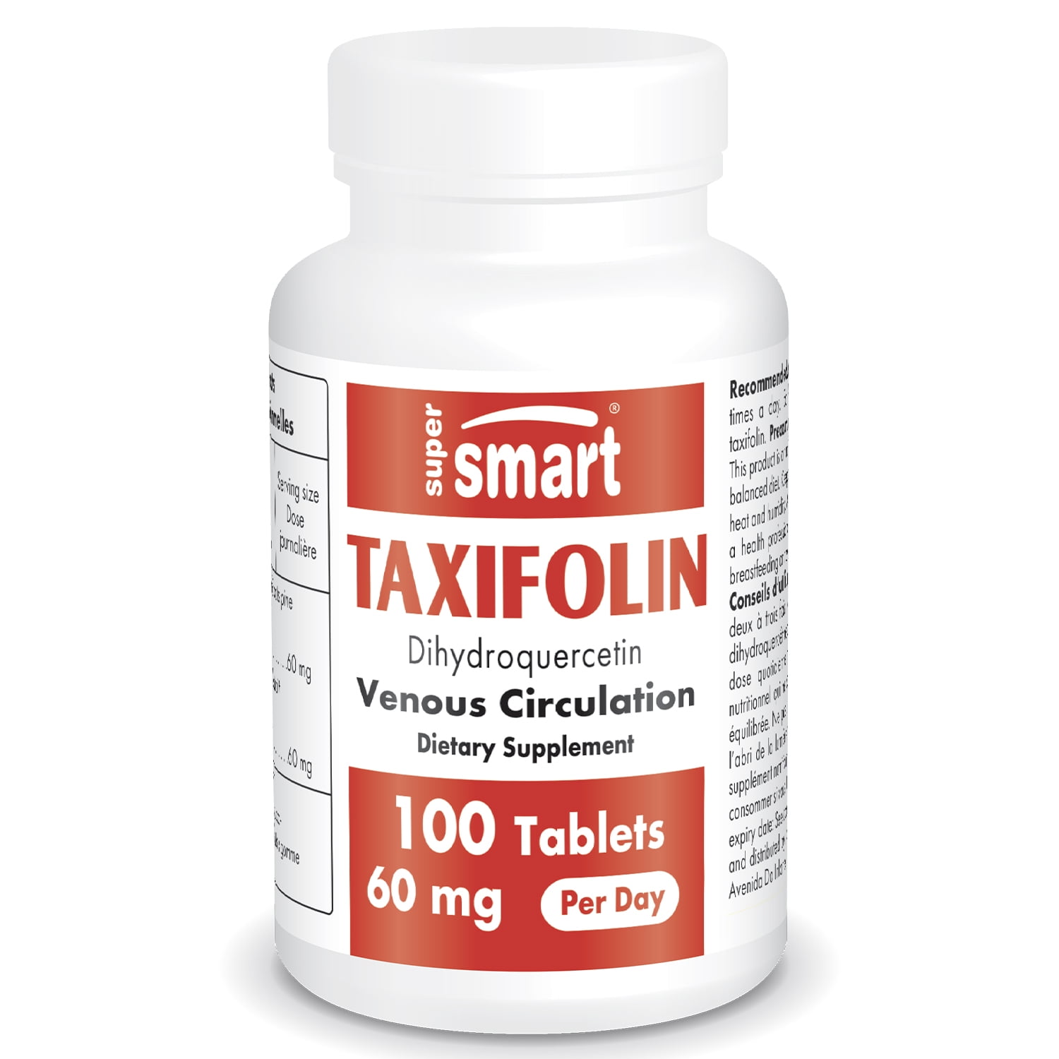 Supersmart - Taxifolin (Dihydroquercetin) 60 mg per Day - Russian Siberian Larch | Non-GMO & Gluten Free - 100 Tablets
