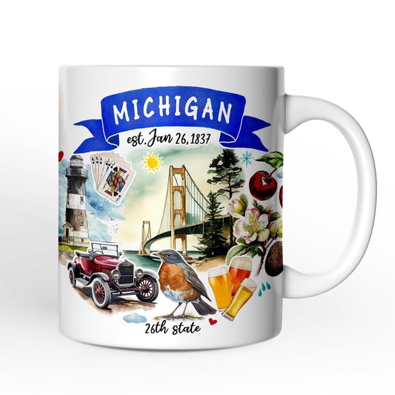 Artistic Michigan State Themes and Landmarks Mug