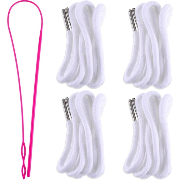 Drawstring Cords Replacement Drawstrings with Easy Threader for Sweatpants Shorts Pants Jackets Coats (White)