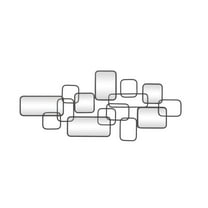 CosmoLiving by Cosmopolitan Black Metal Geometric Overlapping Rectangle Room Wall Mirror with Wire Rod Outlines, 46" x 1" x 21"