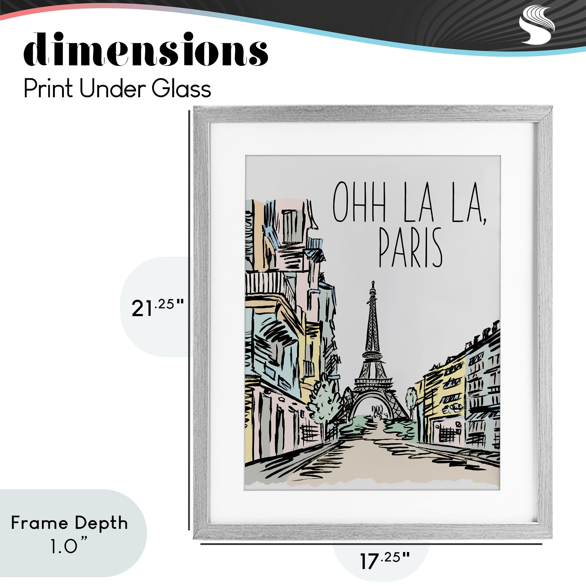 Stupell Industries Ohh La La Paris Gray Framed Print Under Glass, design by Elizabeth Medley