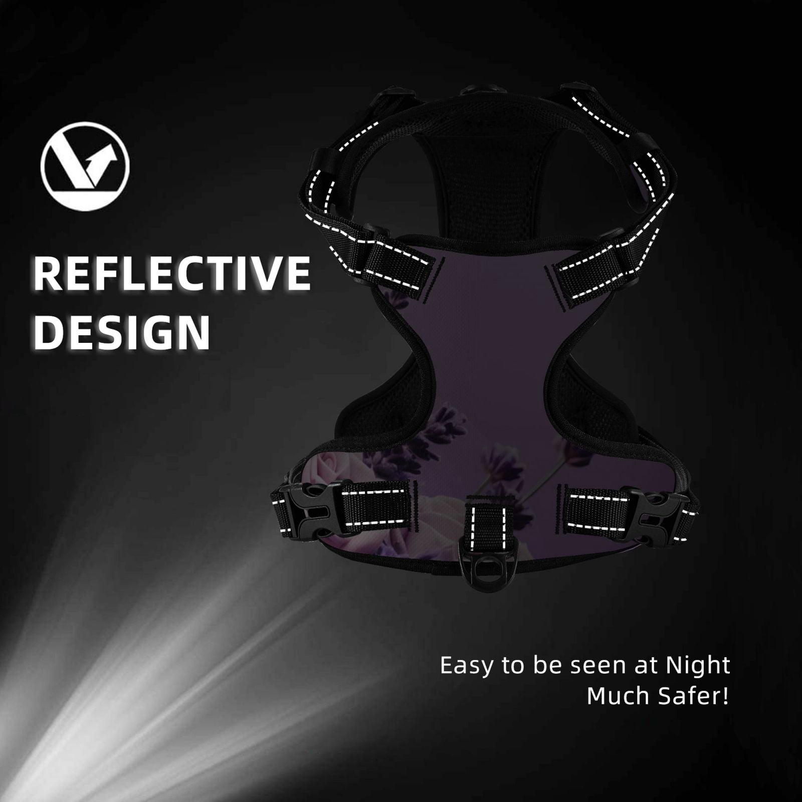 Vsdgher Lavender Roses Arrangement Dog Harness, No-Pull Pet Harness, Dog Vest, Pet Vest for Small to Large Dogs-Small