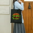 thumbnail image 5 of COMIO Funny Hamburger Art For Women Cheeseburger Lover Canvas Tote Bag Aesthetic 2 Pcs with Zipper Black, 5 of 8