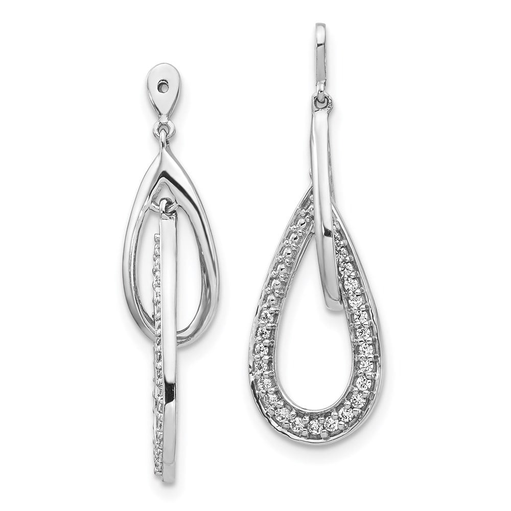 Marchello and Co 14K White Gold Double Teardrop Dangle Diamond