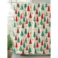 thumbnail image 2 of Christmas Trees Shower Curtain Set, Waterproof Shower Curtains for Bathroom, Beige Xmas Tree Star Winter Holiday Washable Fabric Cloth Bath Curtain for Bathtub Decoration with Hooks 72x78 Inches, 2 of 6