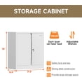 thumbnail image 3 of Metal Storage Cabinet, Garage Storage Cabinet with Doors and 2 Adjustable Shelves, 36" White Metal Cabinet, Locking Cabinet for Home,Garage,Office,School, 3 of 18