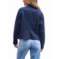 thumbnail image 3 of Women Faux Leather Jackets Suede Fall Fashion Outfits Winter Clothes Open Front Cropped Coat Outwear Blue L, 3 of 8