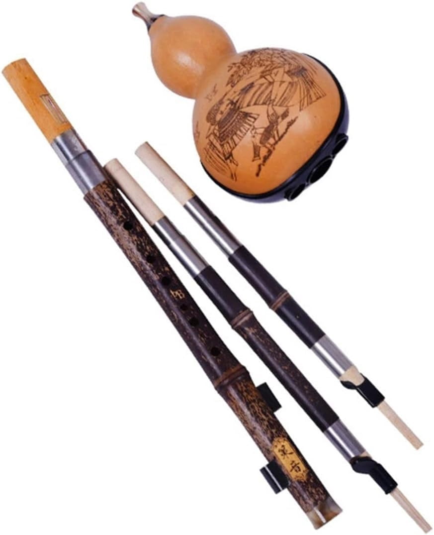 Bamboo Flute Hulusi 3 Tone Gourd Flauta Crashproof Calabash Hulusi Folk Musical Instruments Professional Cucurbit Flauta Chin, [Energy Class A]