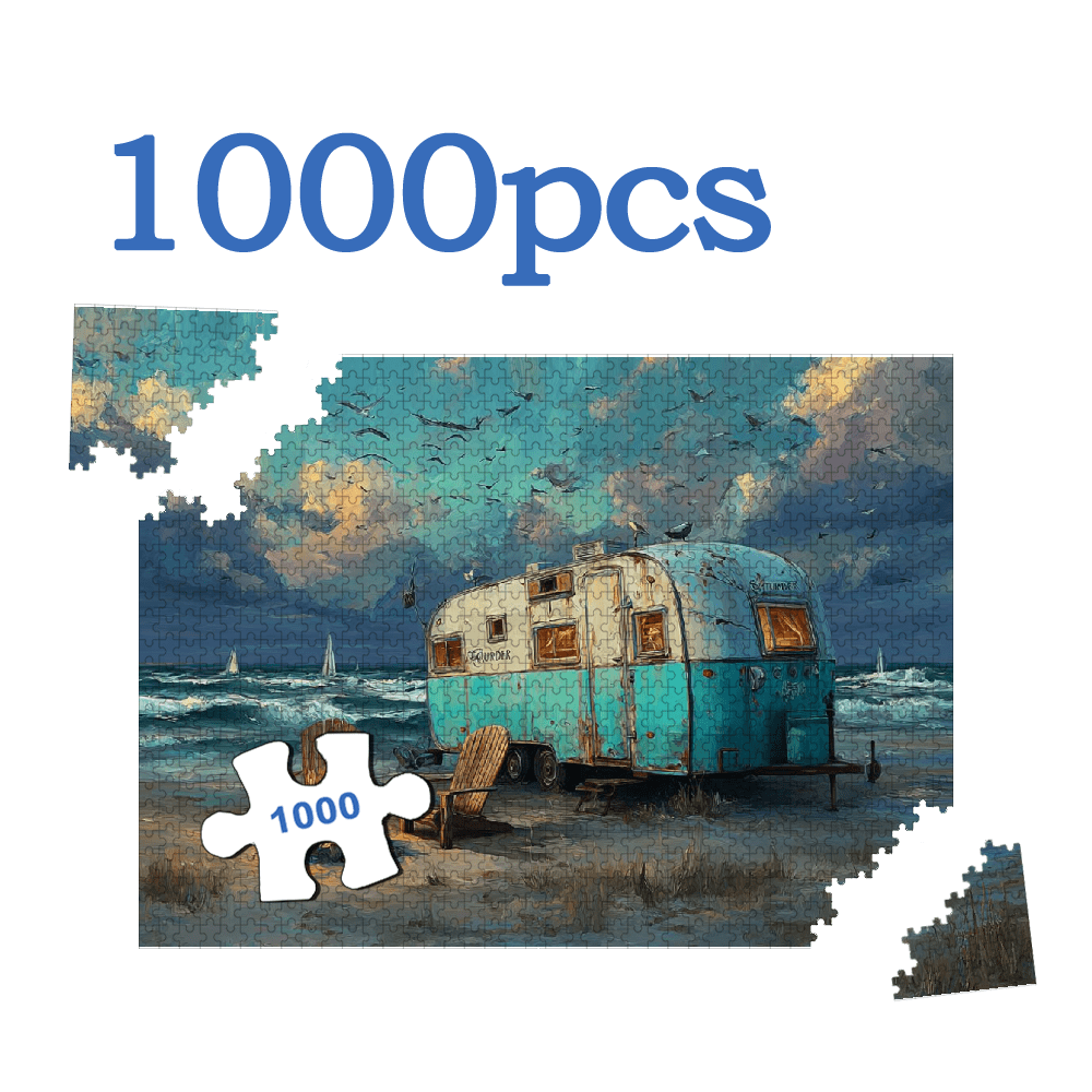 A Box of (1000pcs) Adult Puzzles, with Shoreside Summer Design, High Difficulty, Suitable for Adults, Family Entertainment. 29.4*19.6 in