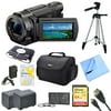 Sony FDRAX33 FDR-AX33 FDR-AX33/B AX33 4K HD Video Recording Handycam Camcorder Bundle With 2 High Capacity Spare Batteries, 64GB SDXC Memory Card, Full Sized Tripod, Deluxe Case, AC/DC Charger & More