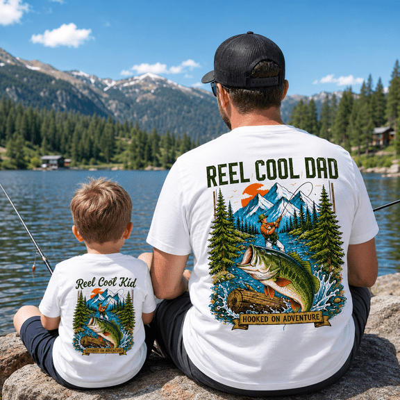 Reel Cool Dad Reel Cool Kid Matching Fishing Shirts, Bass Fishing Dad Gift, Father And Son Matching Outfit, Fisherman Family Shirt