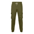 thumbnail image 6 of Havenre Mens Fleece Cargo Sweatpants Winter Thick Warm Heavyweight Elastic Waist Pants Loose Comfy Baggy Drawstring Jogger Pants with Multi-Pockets Army Green XXXL, 6 of 6
