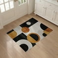 thumbnail image 3 of ODIKA 3'x5' Charcoal Black Mid Century Boho Retro Washable Throw Rug Bold Abstract Forms Minimalist Contrast Vintage Motifs Stain Resistant, Low Profile, Non-Slip for Entryway, Kitchen, Mudroom, 3 of 7
