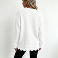 thumbnail image 4 of Crewneck Sweatshirts Women Oversized Scalloped Casual Pullover Long Sleeve Comfort Soft Cute Sweater Relaxed Loose Fit Lightweight Loungewear Athletic Daily Trendy Fall Outfits White L, 4 of 5
