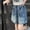 Blue, variant on Girls Casual High Waist Elastic Denim Cargo Shorts with Pockets for Everyday Wear Tween Kids Summer Soft Comfy Cute Teen Basic Pants