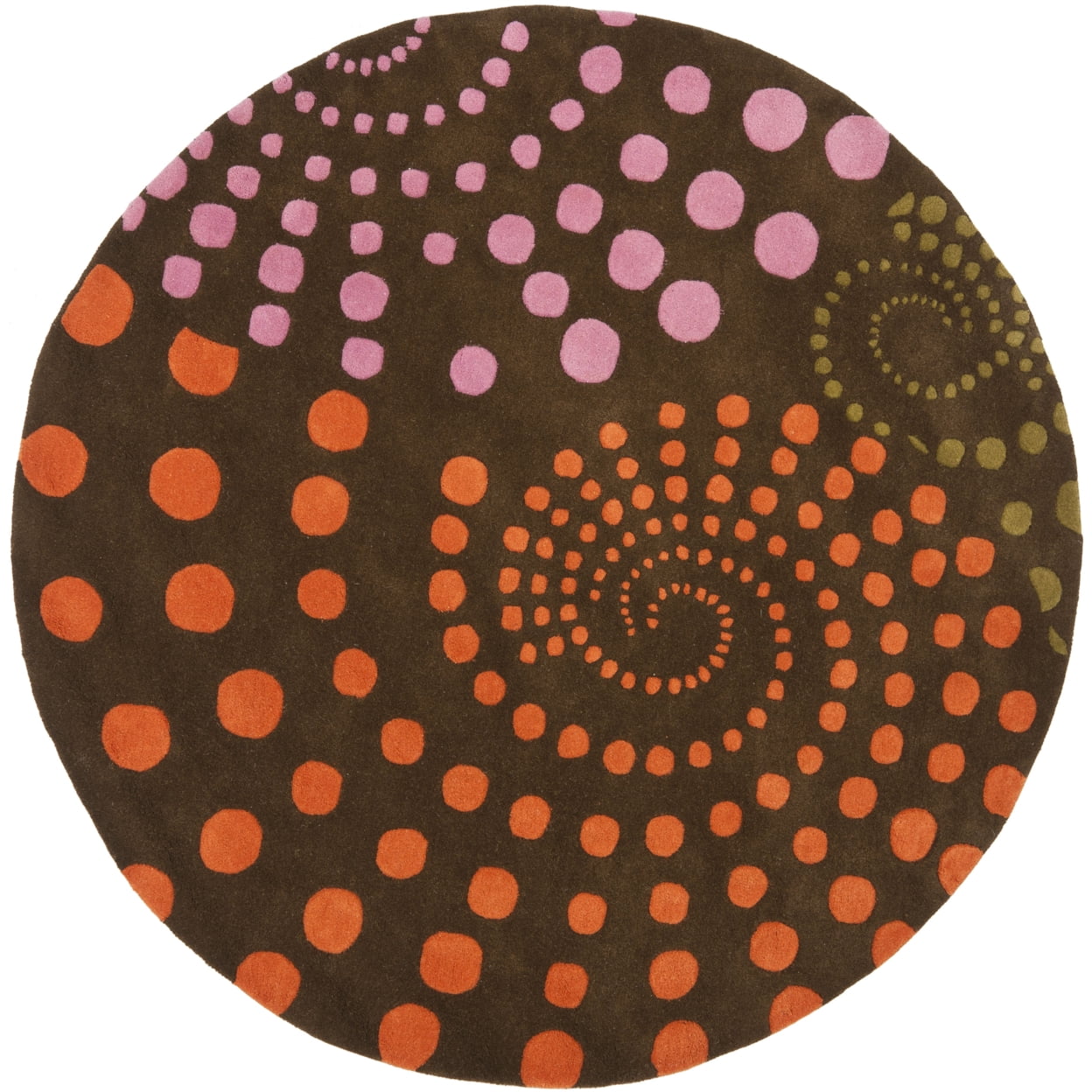 SAFAVIEH Soho Roden Polka Dots Wool Area Rug, Brown/Multi, 2' x 3'