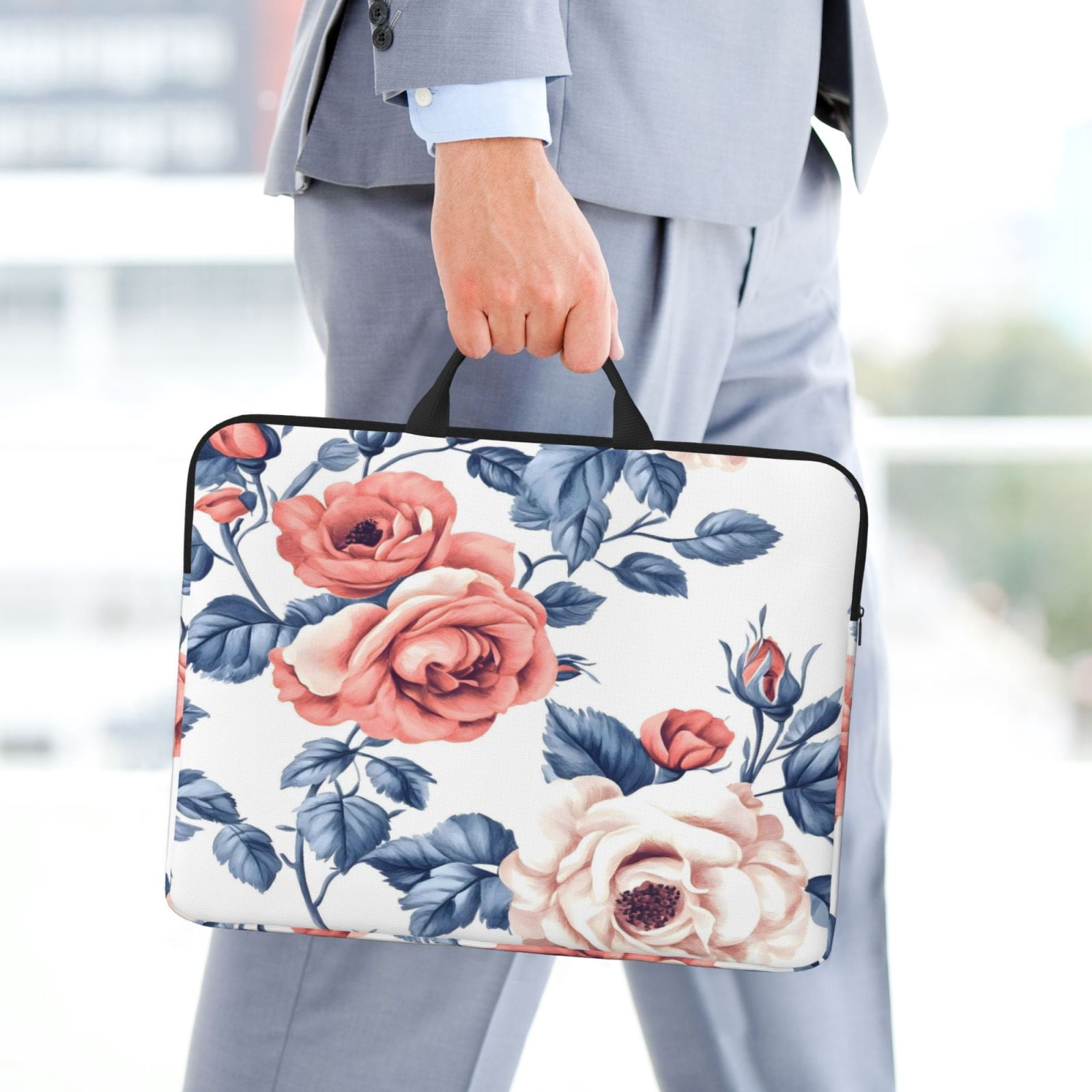 Laptop Sleeve Bag For Women Men 14inch Waterproof Durable Protective Computer Carrying Cover Handle Laptop Case Bag Flowers (9)