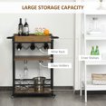 thumbnail image 4 of HOMCOM Bar Cart, Industrial Kitchen island Cart with 5-bottle Wine Rack & Stemware Holder and Removable Serving Tray, Rustic Brown, 4 of 10