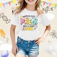 thumbnail image 2 of Big Girls Short Sleeve Tops Casual Cartoon Print Shirts Crewneck Tees Kids Back School Daily Wear Clothes White Size 8-9T, 2 of 4