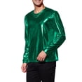 thumbnail image 4 of CAMISETAS DE HOMBRE INSPIRE CHIC Cuello Redondo de Manga Larga Top Brillante XL Verde, 4 of 7
