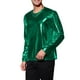 thumbnail image 4 of Camisetas de hombre INSPIRE CHIC de cuello redondo de manga larga brillante M Verde, 4 of 7