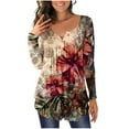 thumbnail image 2 of ESSSUT Hauts pour Femmes Liquidation Hauts Décontractés pour Femmes Cache Ventre Manches Longues T - Mignon Tunique Fluide Blouses Kaki L, 2 of 7