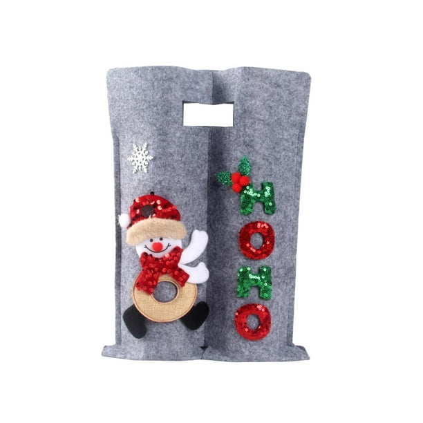 Bolsa para botellas de vino navideña con capacidad para 2 botellas, accesorios hechos a mano Muñeco de nieve